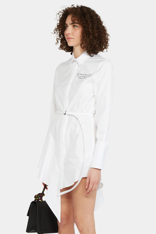 Off-White Robe-chemise drapée blanche - LECLAIREUR