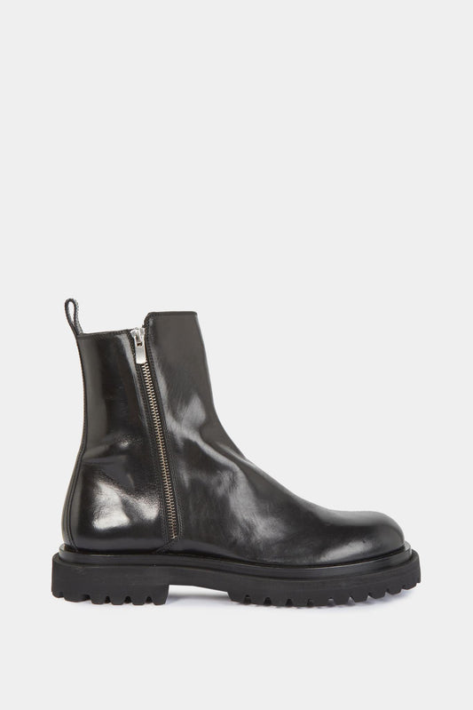 Black leather ankle boots