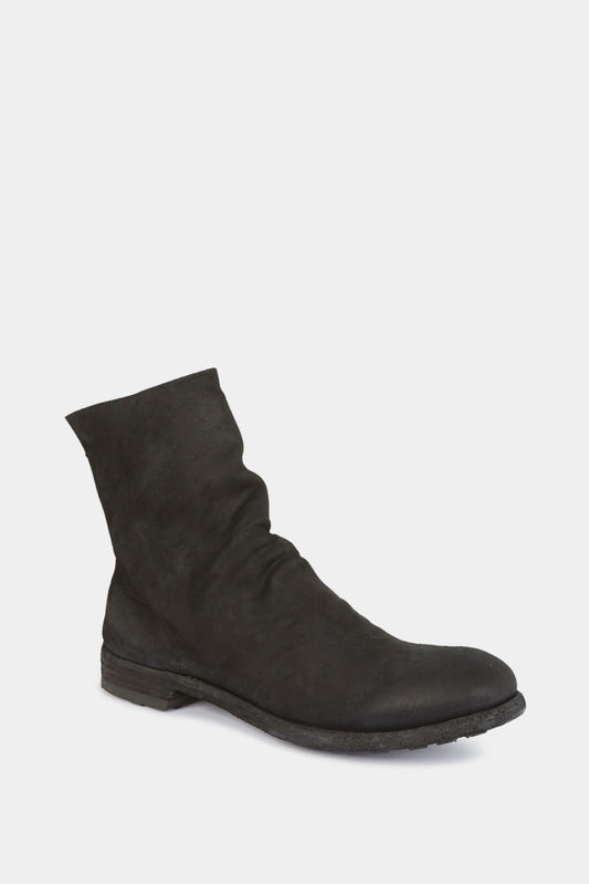 Black suede ankle boots with a textured effect