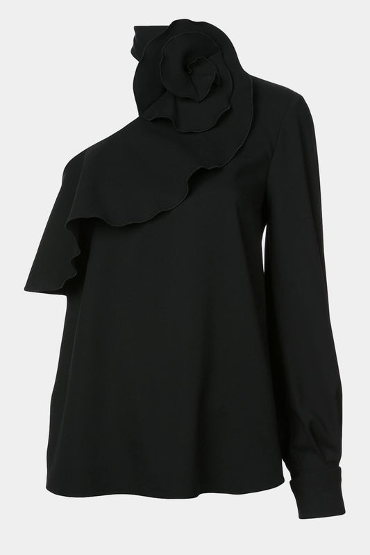 Oscar de la Renta Asymmetrical blouse in black silk