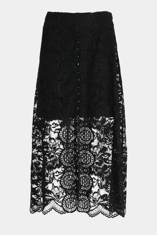 Paco Rabanne Black openwork lace skirt