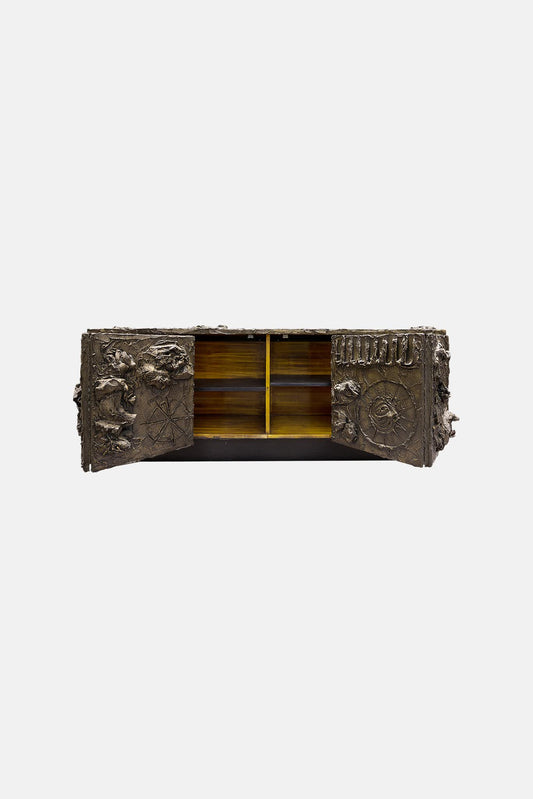 Paul Evans Commode en bronze, ardoise et bois - LECLAIREUR