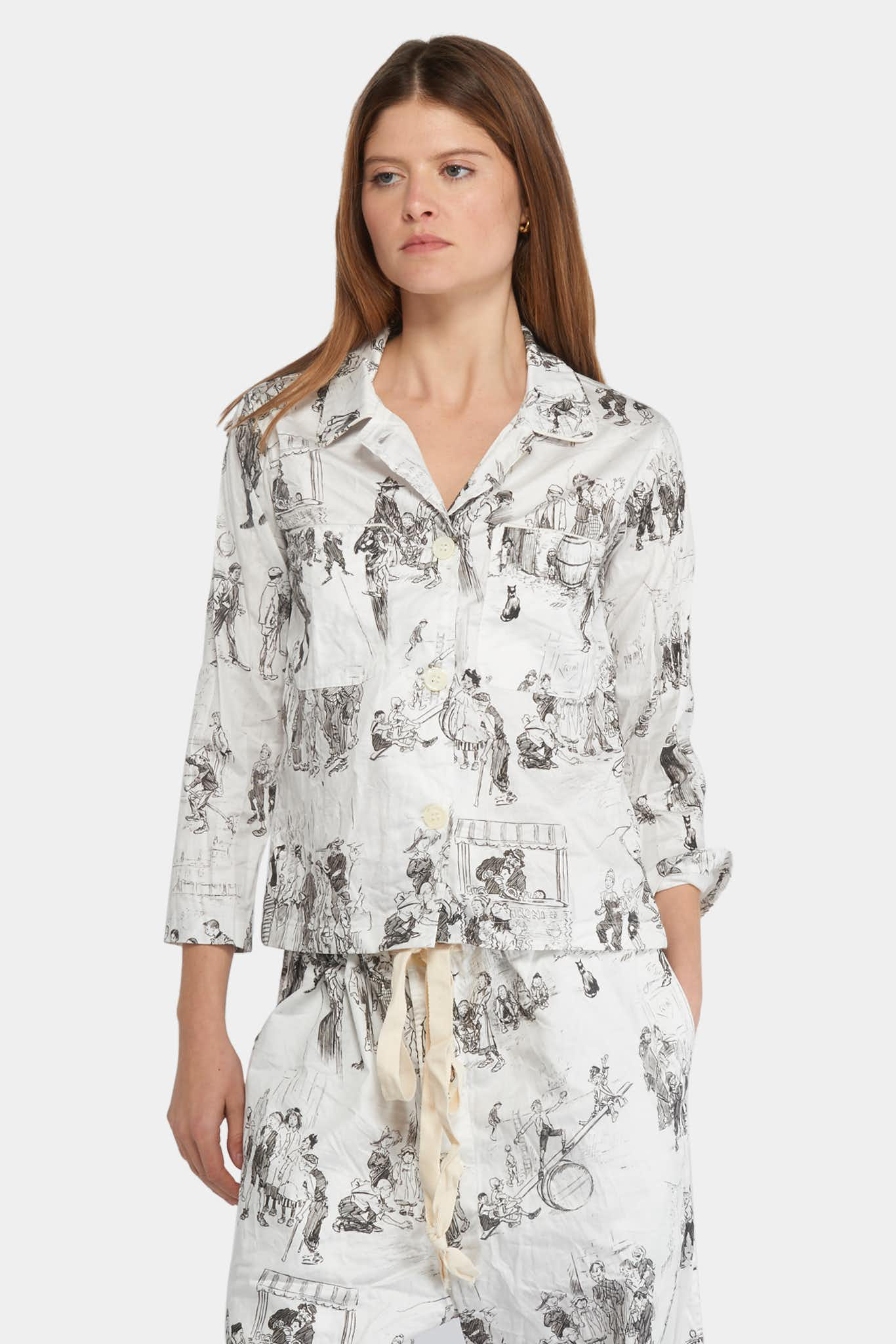 Paul Harnden Pays In Beige Cotton Print – LECLAIREUR