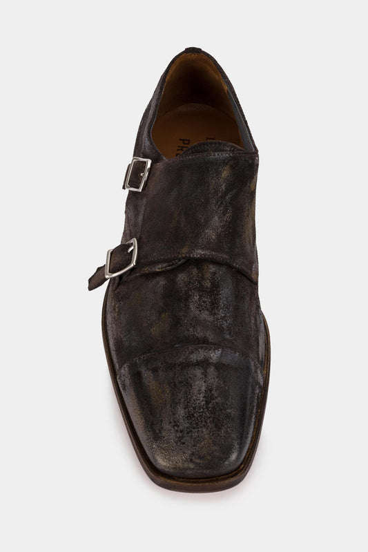 Premiata Chaussures en cuir marron à effet vieilli - LECLAIREUR