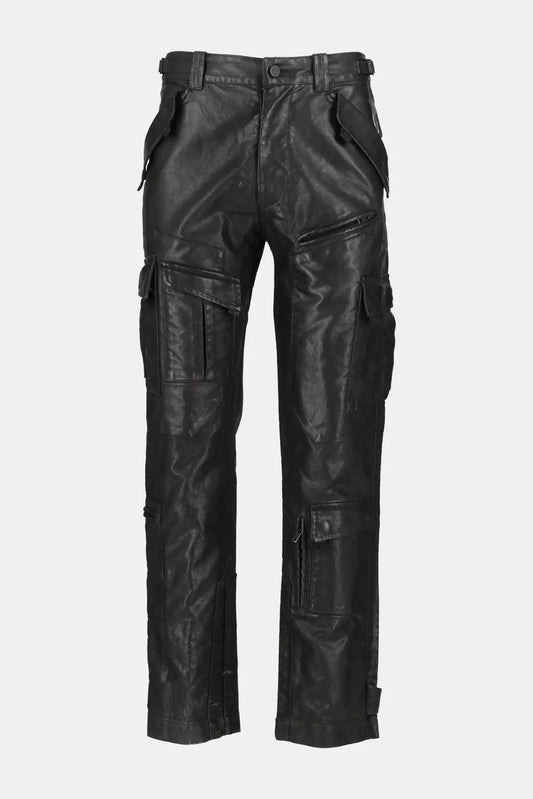 Punishment Black leather pants with pocket detail
