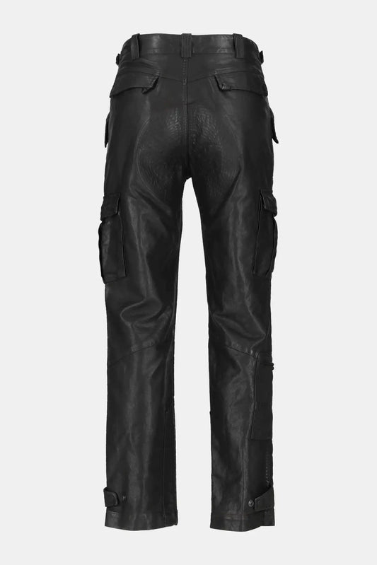 Punishment Black leather pants with pocket detail
