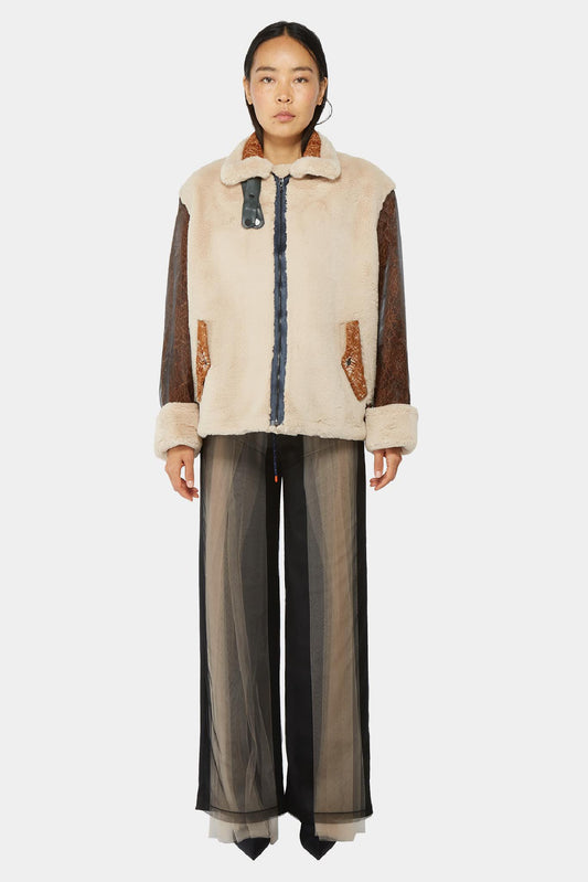 Quetsche Veste courte en fausse fourrure beige - LECLAIREUR