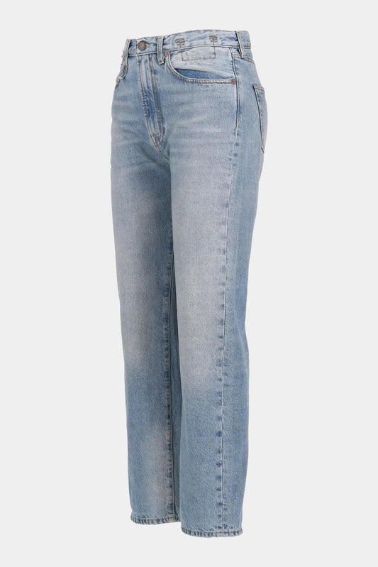 R13 "COURTNEY SLIM" straight leg jeans in blue cotton