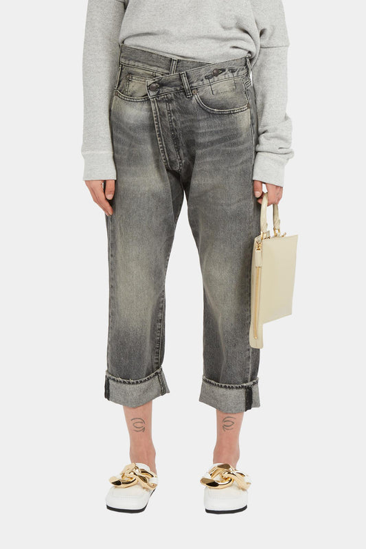 Cropped grey cotton jeans