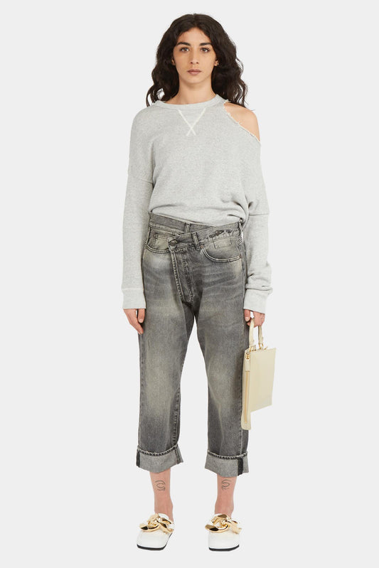 Cropped grey cotton jeans