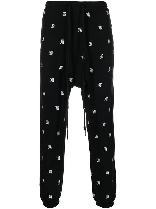 R13 Black jogging pants with monogrammed logo