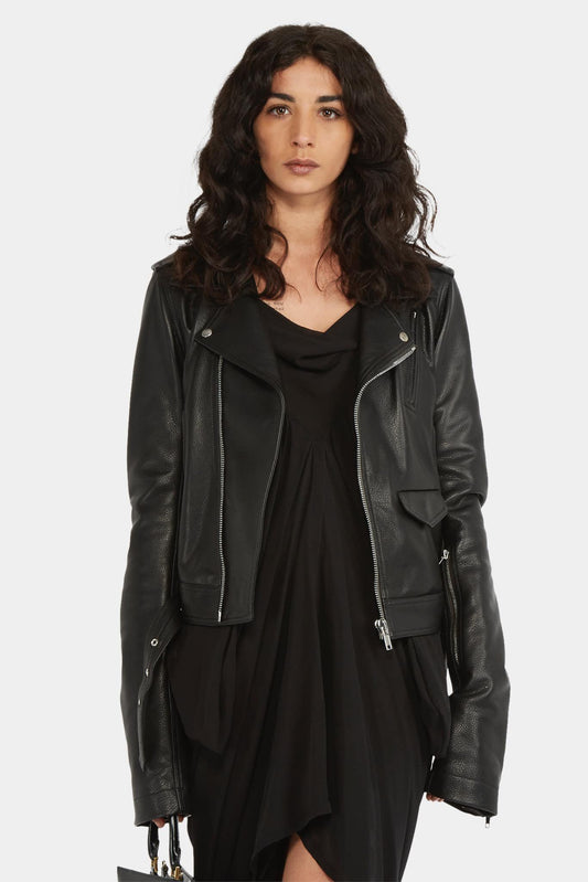 Rick Owens Black cow leather biker