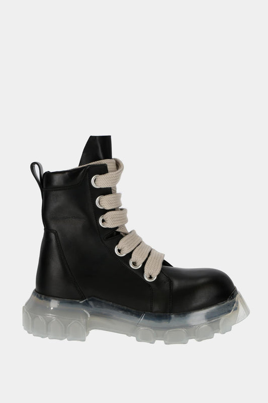 Rick Owens Boots "Jumbolaced Laceup Bozo Tractor" in black leather