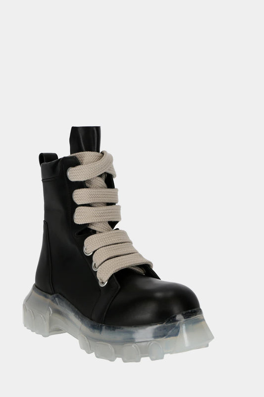 Rick Owens Boots "Jumbolaced Laceup Bozo Tractor" in black leather